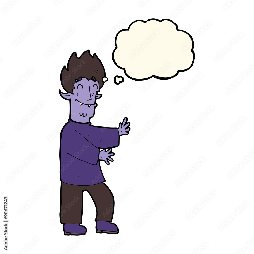 cartoon excited vampire with thought bubble cartoon excited vampire with thought bubble
