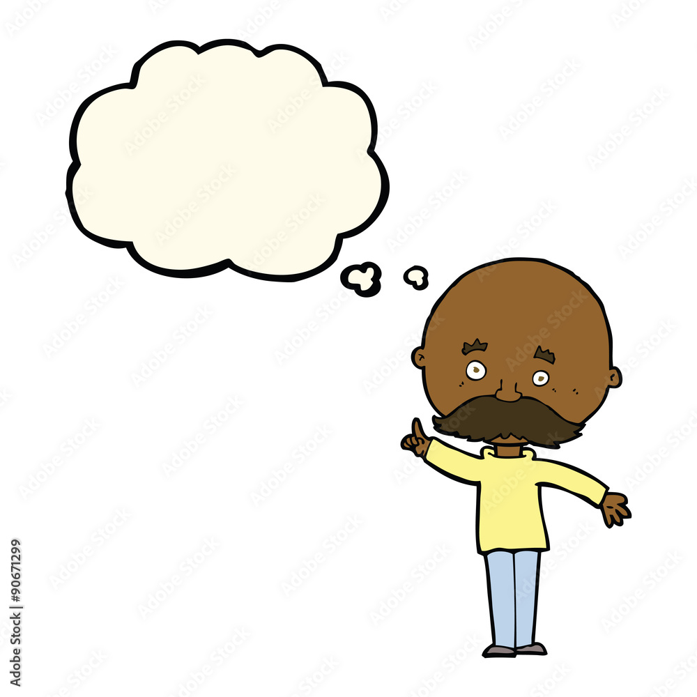 cartoon bald man with idea with thought bubble cartoon bald man with idea with thought bubble