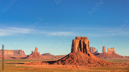 Monument Valley under blue sky  desert canyon in USA  Arizona