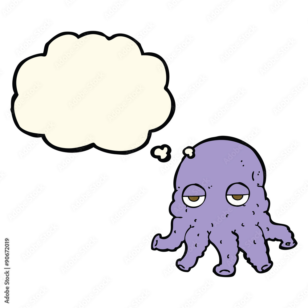 cartoon alien squid face with thought bubble cartoon alien squid face with thought bubble