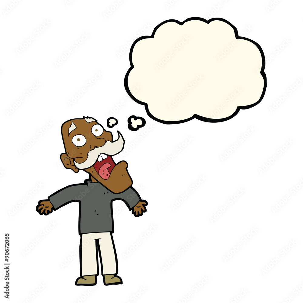 cartoon terrified old man with thought bubble cartoon terrified old man with thought bubble