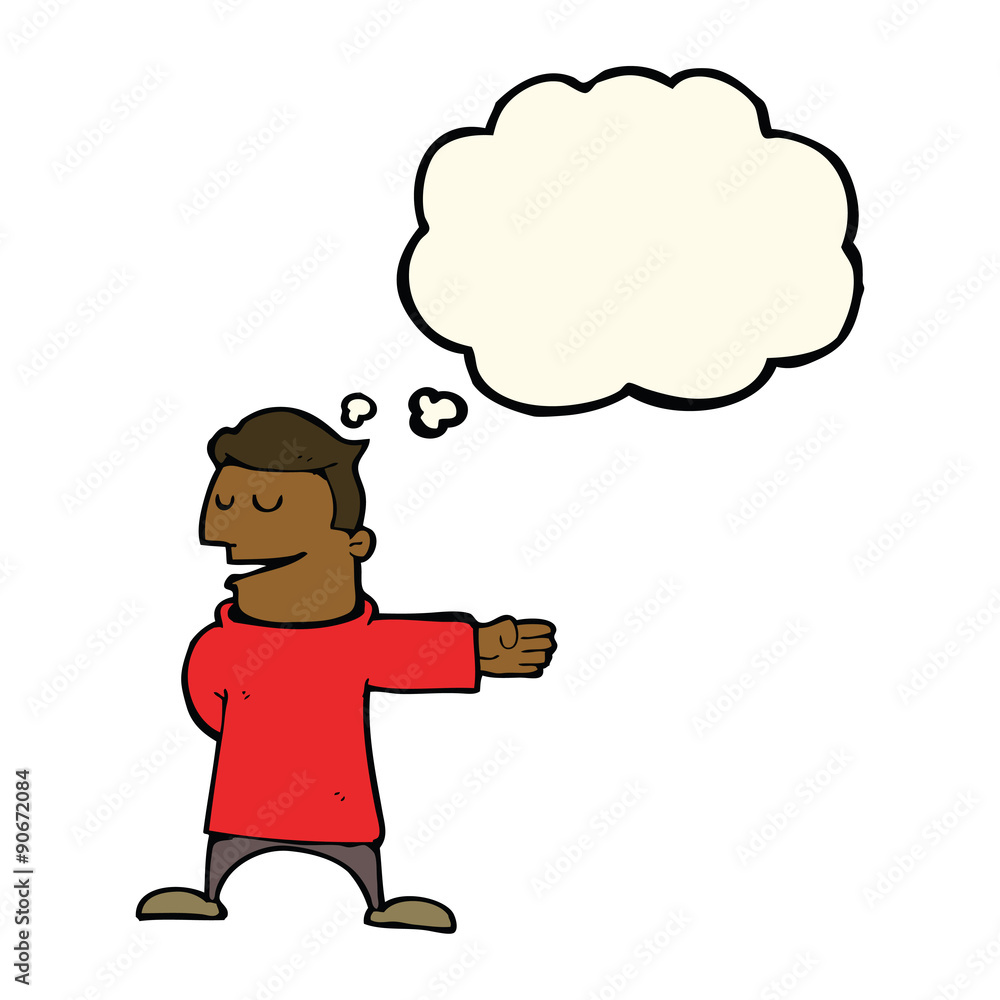 cartoon man gesturing direction with thought bubble cartoon man gesturing direction with thought bubble