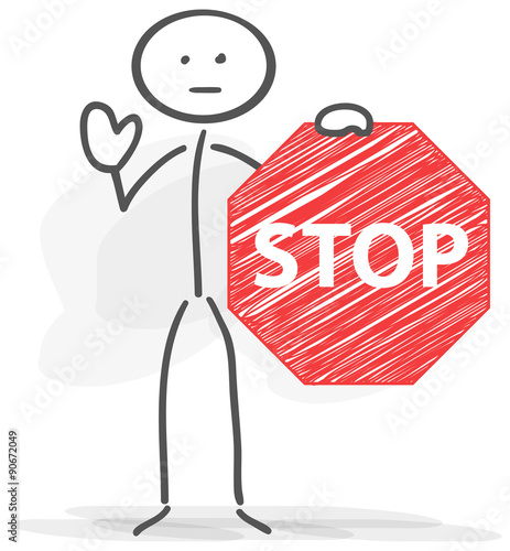 stickman stop sign red