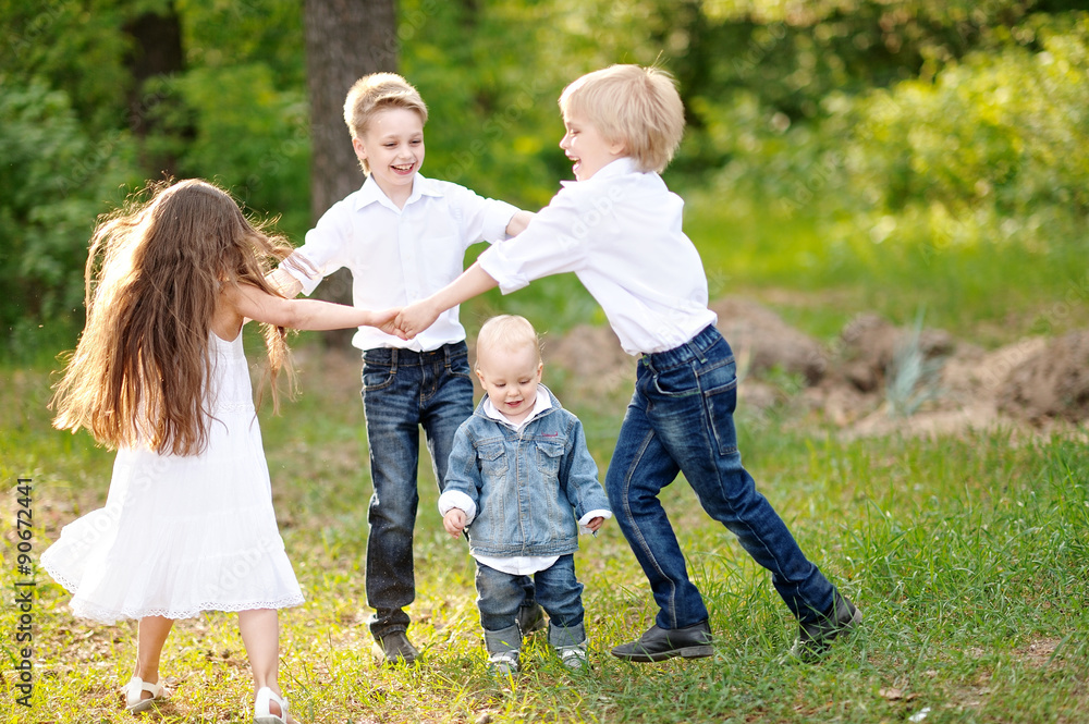 Portrait of young children on a camping holiday