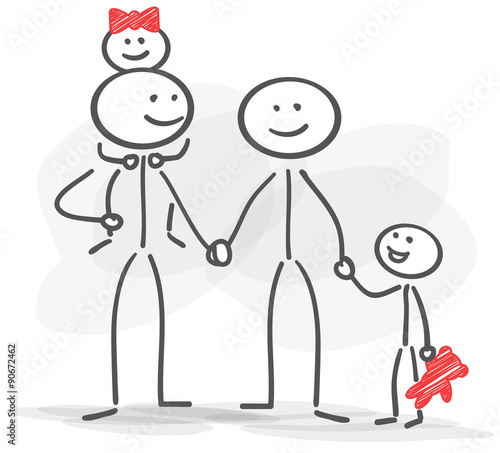 stickman family happy red