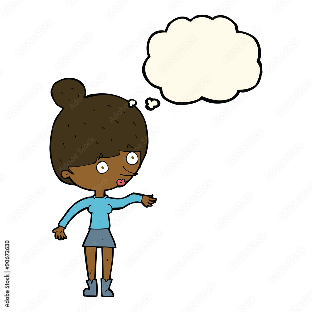 cartoon surprised woman with thought bubble cartoon surprised woman with thought bubble
