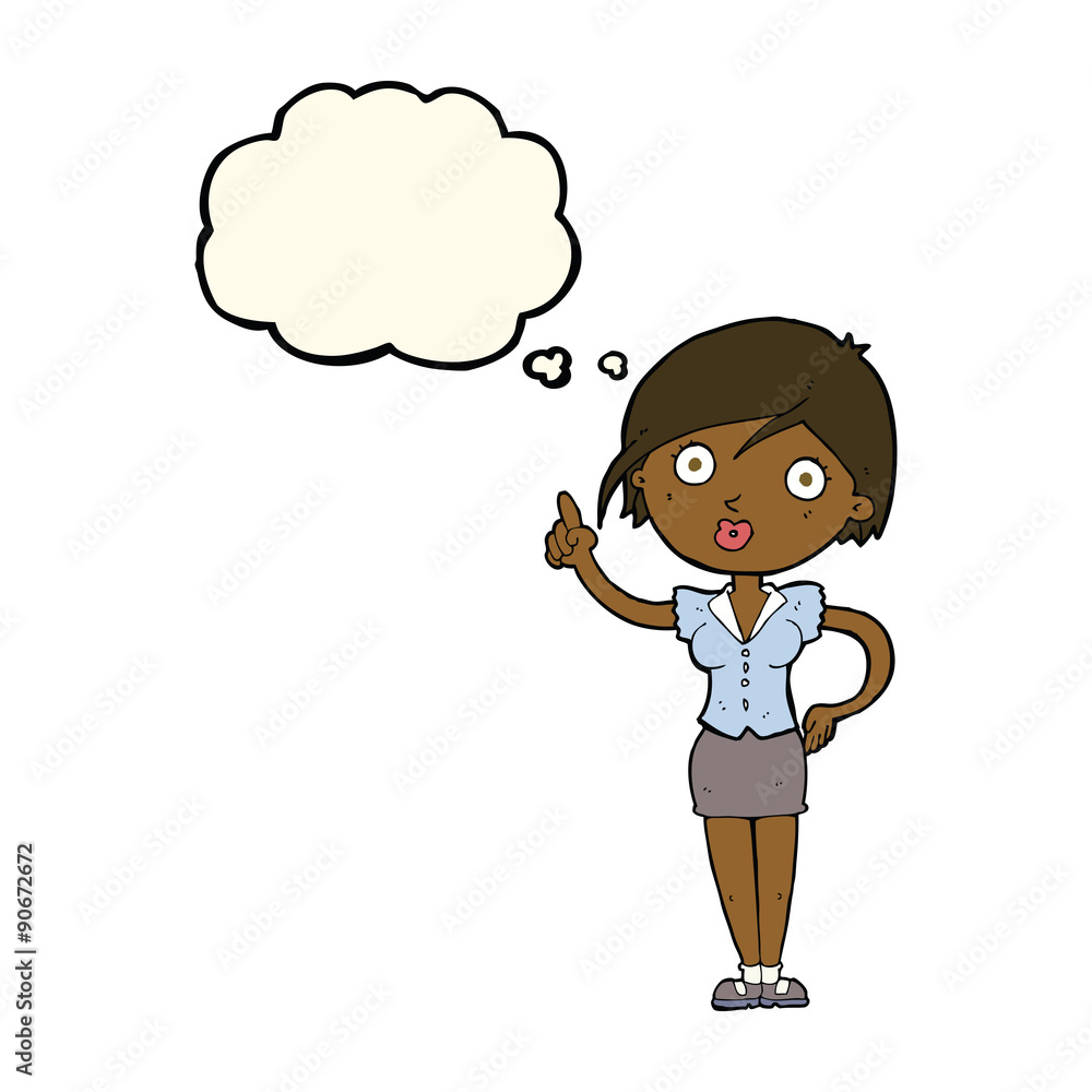 cartoon pretty woman with idea with thought bubble cartoon pretty woman with idea with thought bubble