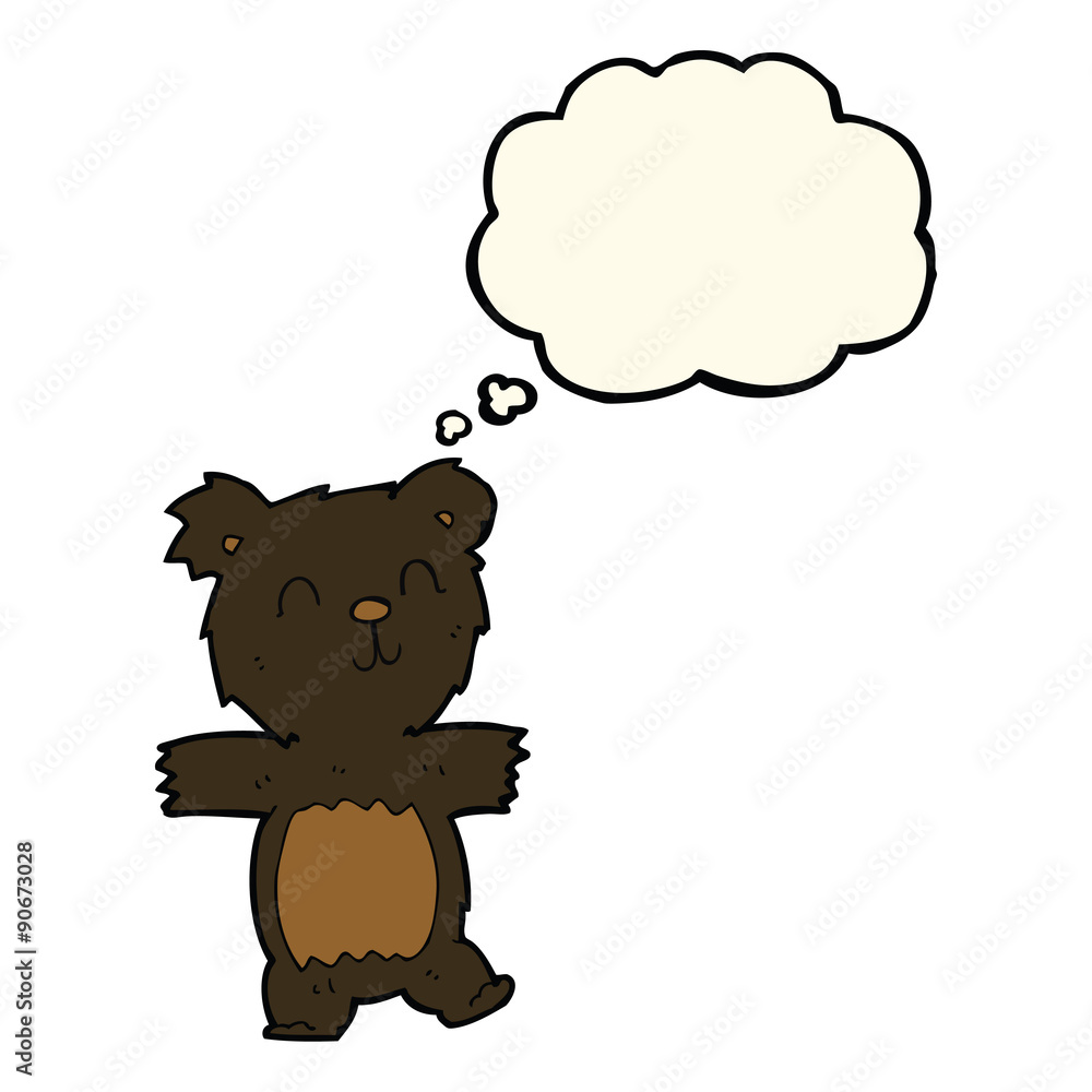 cartoon cute black bear cub with thought bubble cartoon cute black bear cub with thought bubble