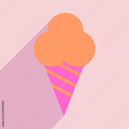 Flat with shadow icon and mobile application ice cream cone