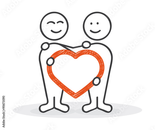 Strichmännchen mit Herz