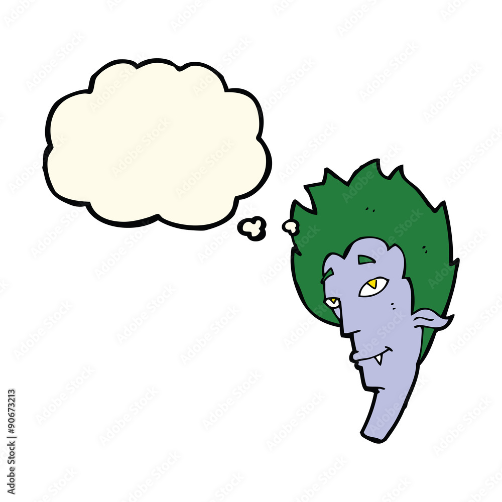 Fototapeta premium cartoon vampire head with thought bubble