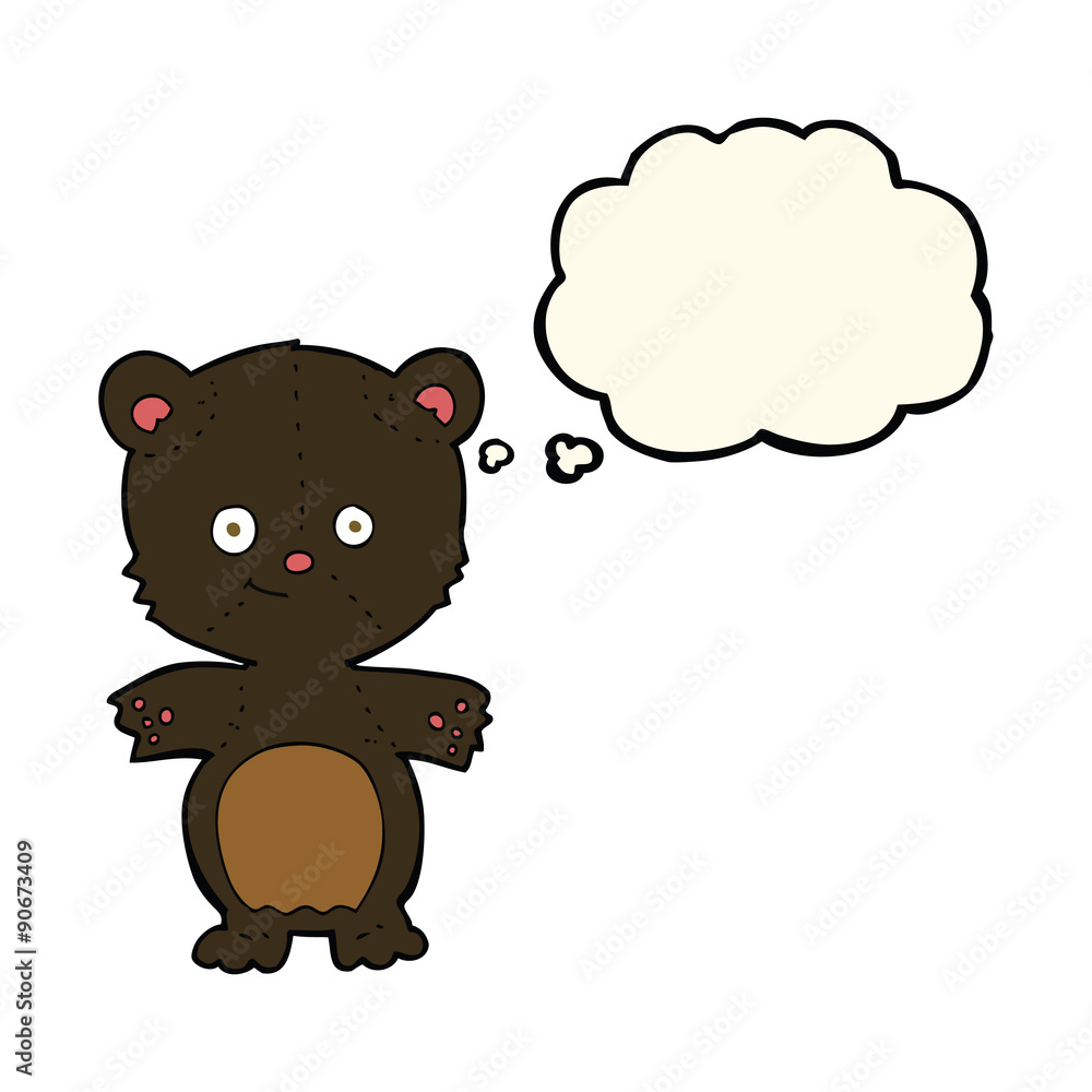 cartoon happy black bear with thought bubble cartoon happy black bear with thought bubble