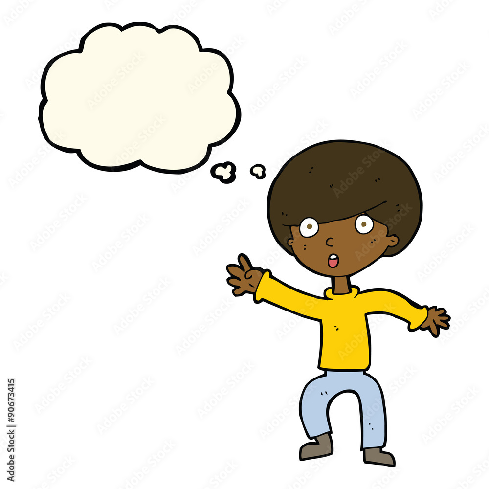 cartoon panicking boy with thought bubble cartoon panicking boy with thought bubble