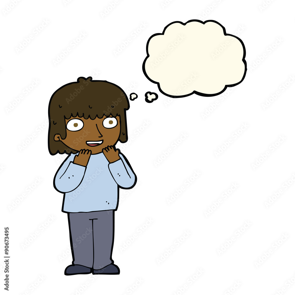 cartoon excited person with thought bubble cartoon excited person with thought bubble