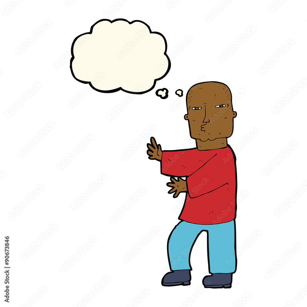 cartoon tough man with thought bubble cartoon tough man with thought bubble