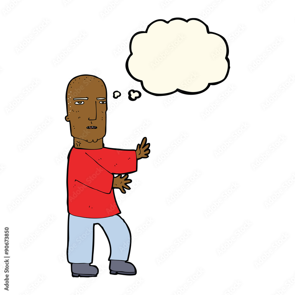 cartoon tough man with thought bubble cartoon tough man with thought bubble