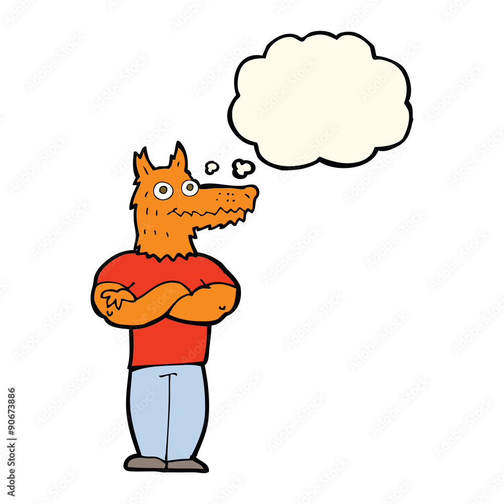 cartoon fox man with thought bubble cartoon fox man with thought bubble
