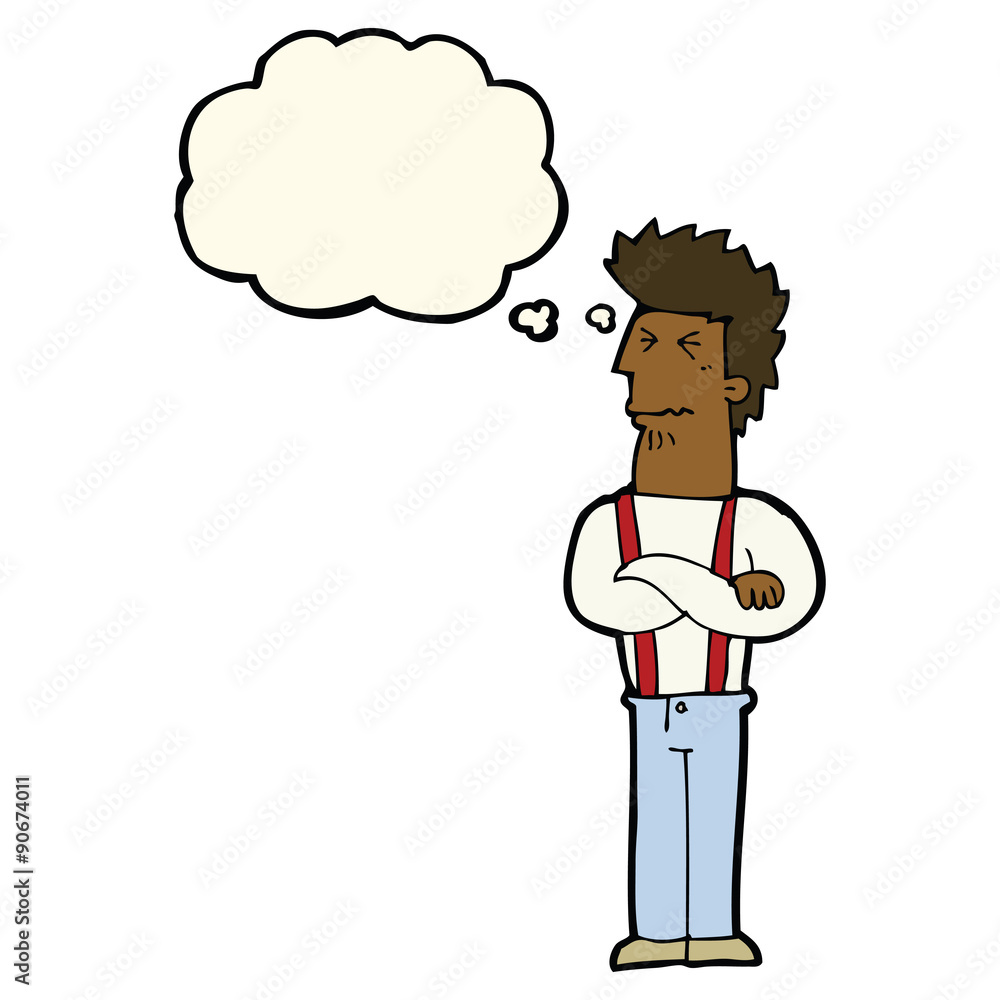 cartoon annoyed man with thought bubble cartoon annoyed man with thought bubble