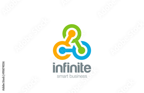 Triple Chain Teamwork Social Logo abstract design vector icon
