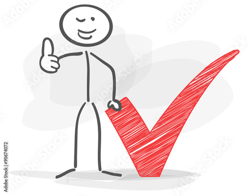 stickman check mark thumbs up red