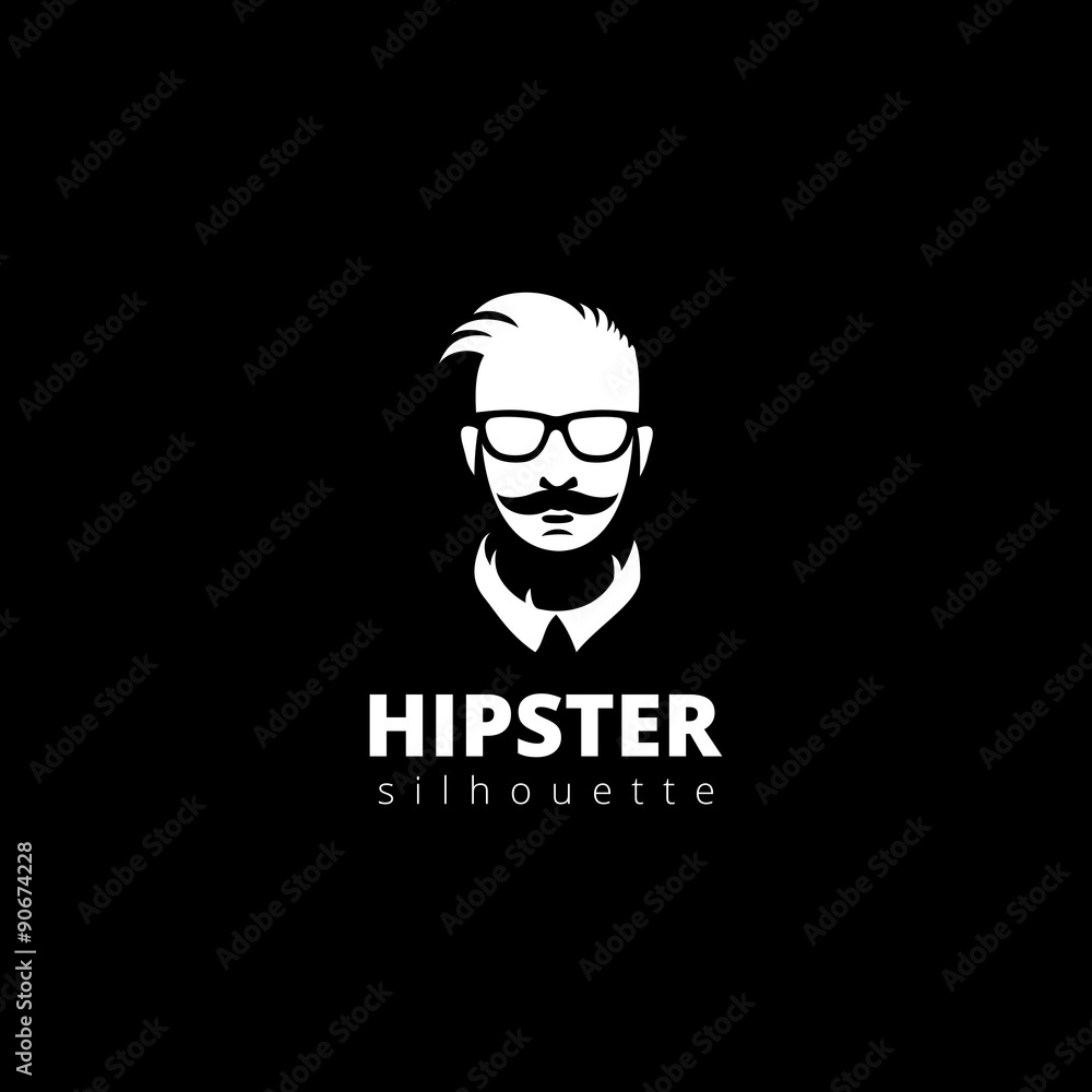 Hipster head Silhouette Logo design vector avatar