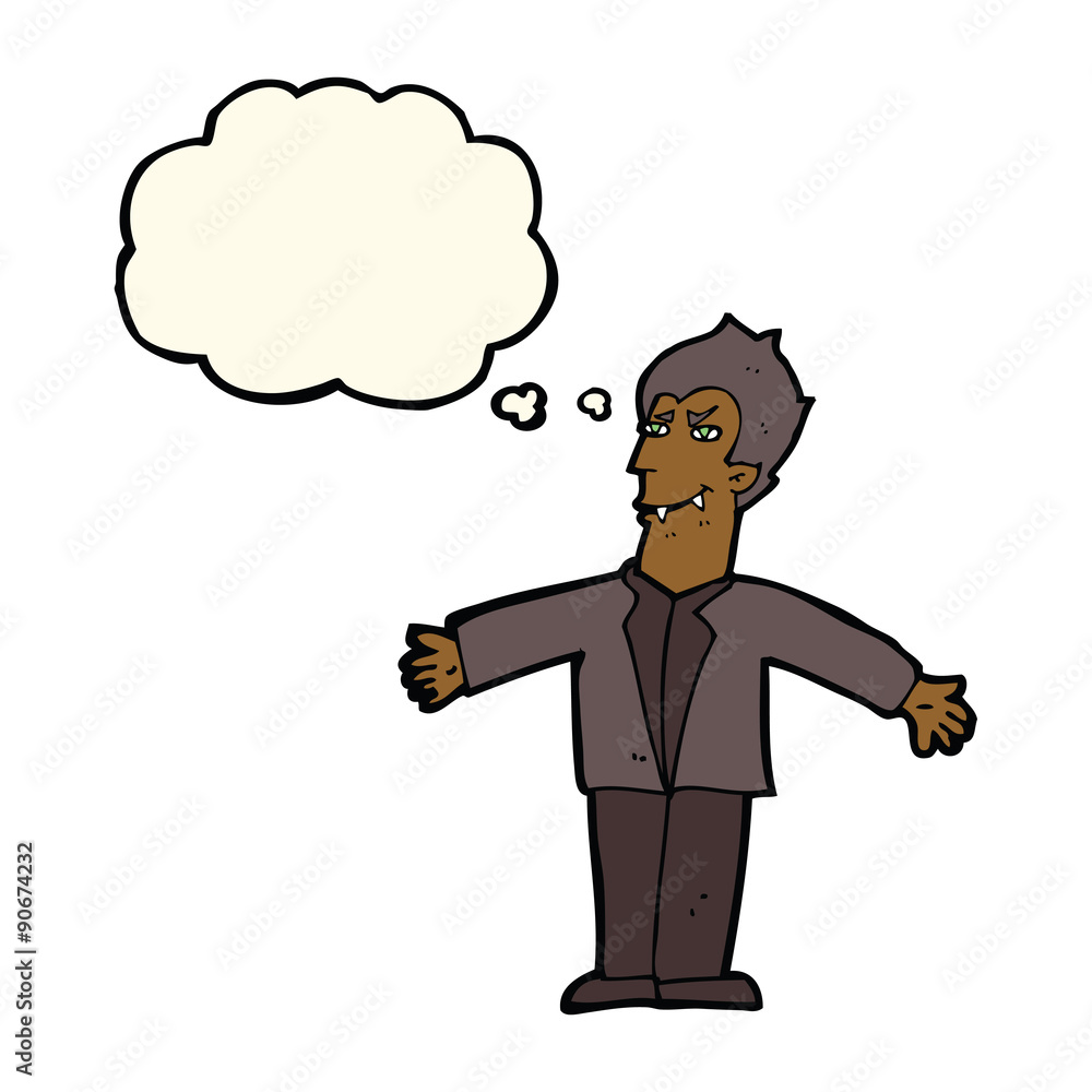 cartoon vampire man with open arms with thought bubble cartoon vampire man with open arms with thought bubble