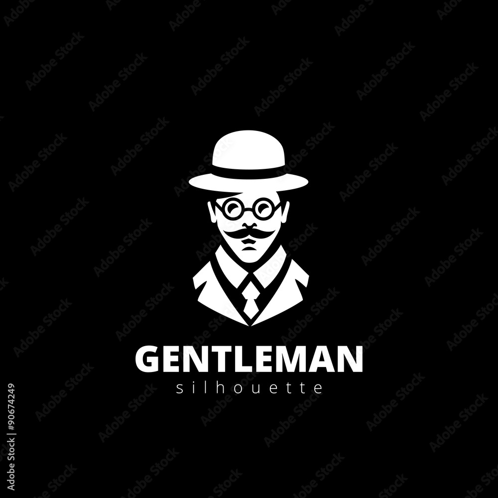 Gentleman Professor head Silhouette Logo design vector