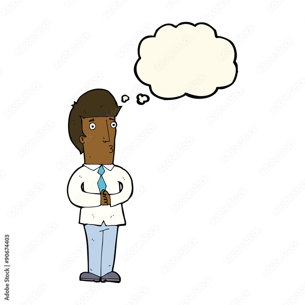 cartoon nervous man with thought bubble cartoon nervous man with thought bubble