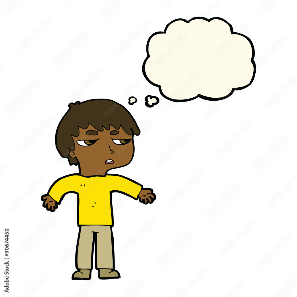 cartoon annoyed boy with thought bubble cartoon annoyed boy with thought bubble