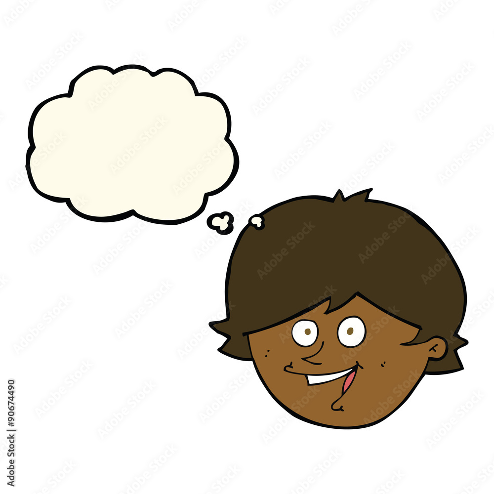 cartoon happy boy face with thought bubble cartoon happy boy face with thought bubble
