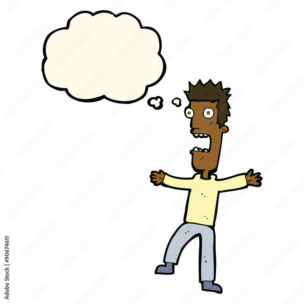 cartoon terrified man with thought bubble cartoon terrified man with thought bubble