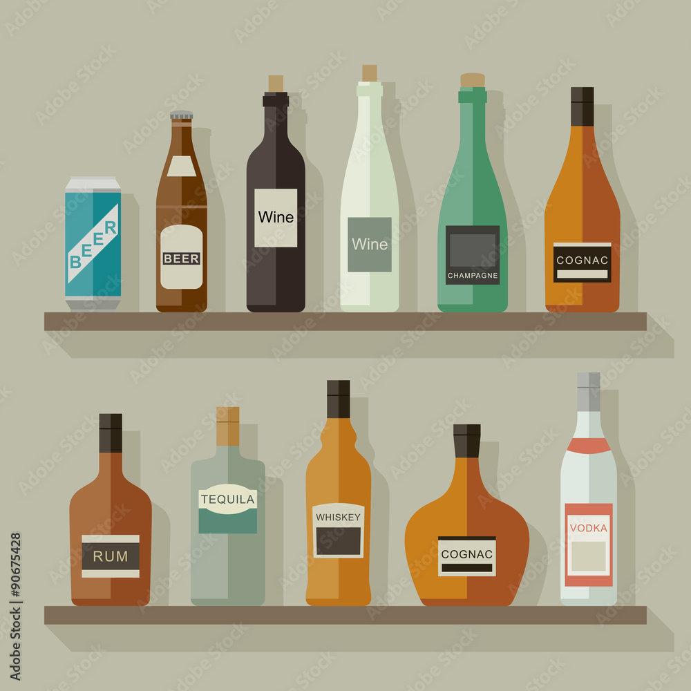 Flat icons alcoholic beverages Flat icons alcoholic beverages