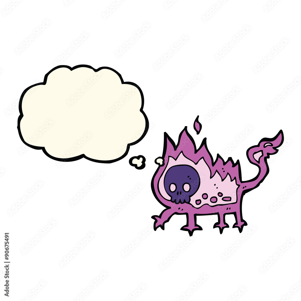 cartoon little imp with thought bubble cartoon little imp with thought bubble