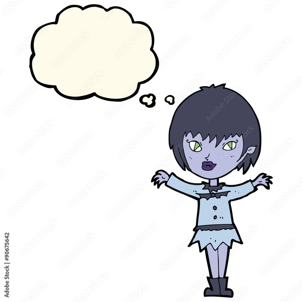 cartoon vampire girl with thought bubble cartoon vampire girl with thought bubble
