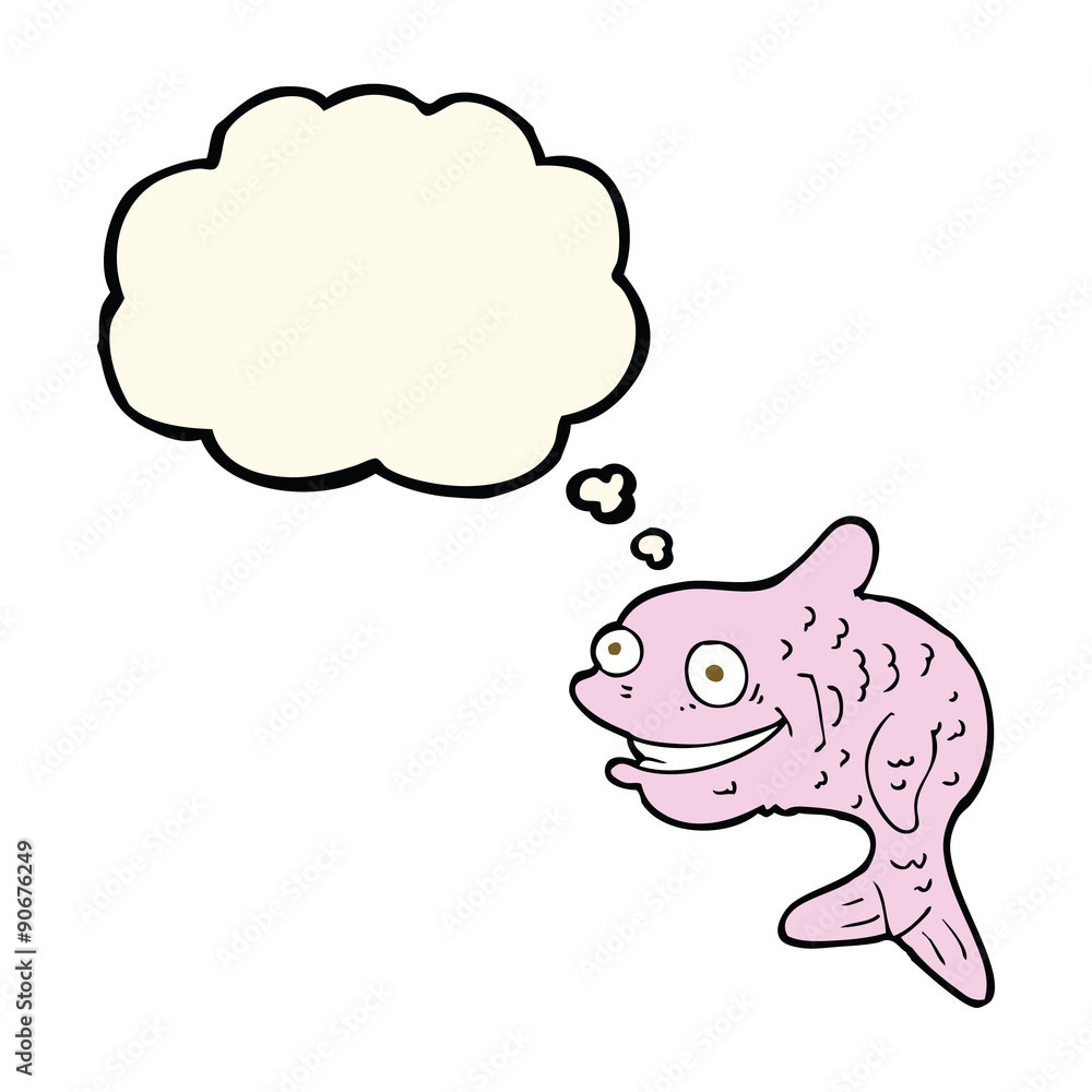 cartoon happy fish with thought bubble cartoon happy fish with thought bubble