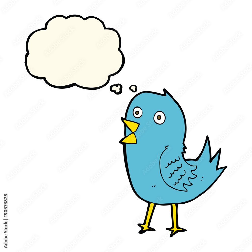 cartoon bluebird with thought bubble cartoon bluebird with thought bubble