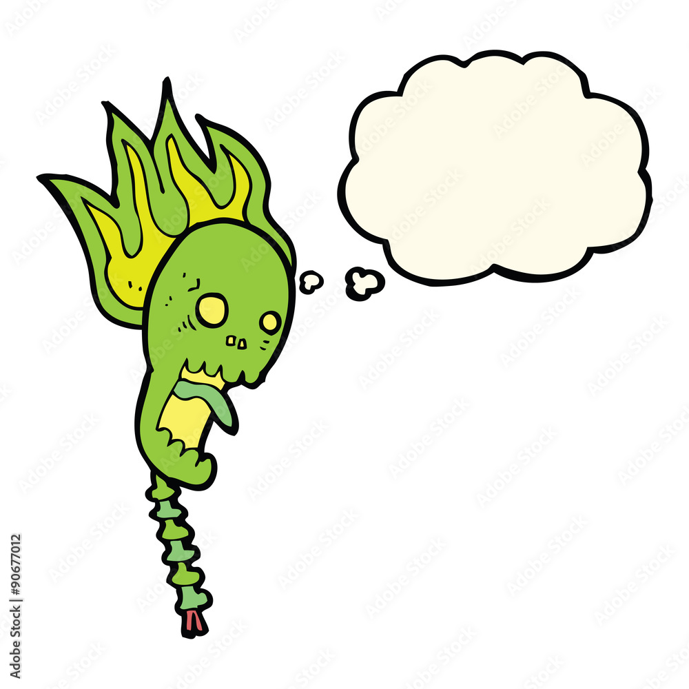 spooky cartoon skull with thought bubble spooky cartoon skull with thought bubble