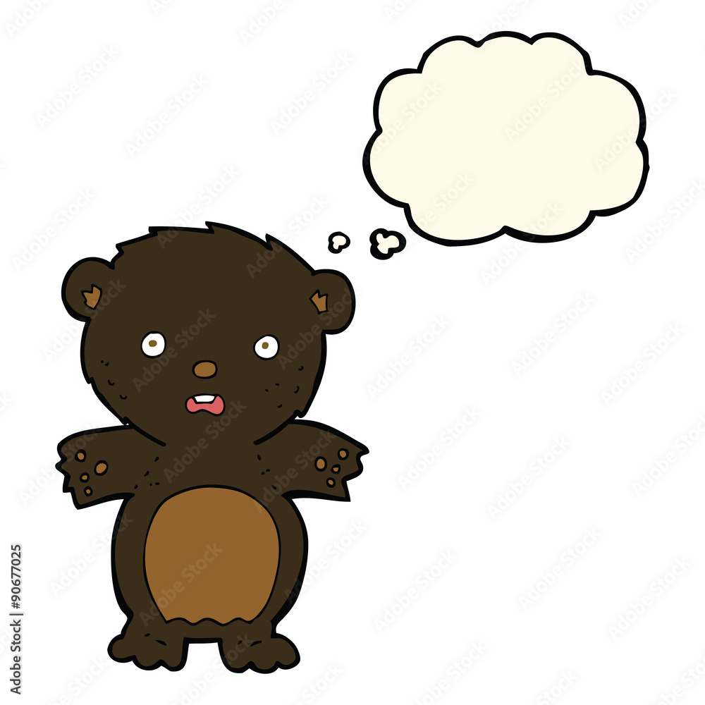 frightened black bear cartoon with thought bubble frightened black bear cartoon with thought bubble