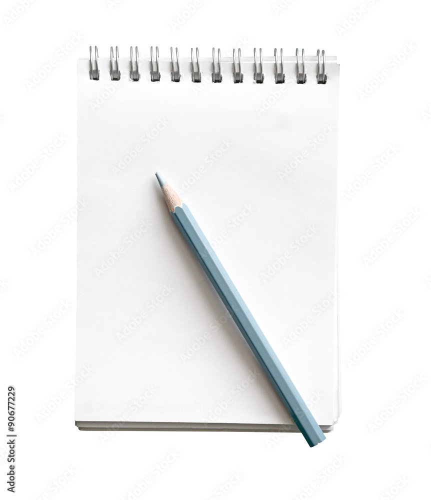 Blank memo notebook with pencil isolate on white (clipping path) Blank memo notebook with pencil isolate on white (clipping path)