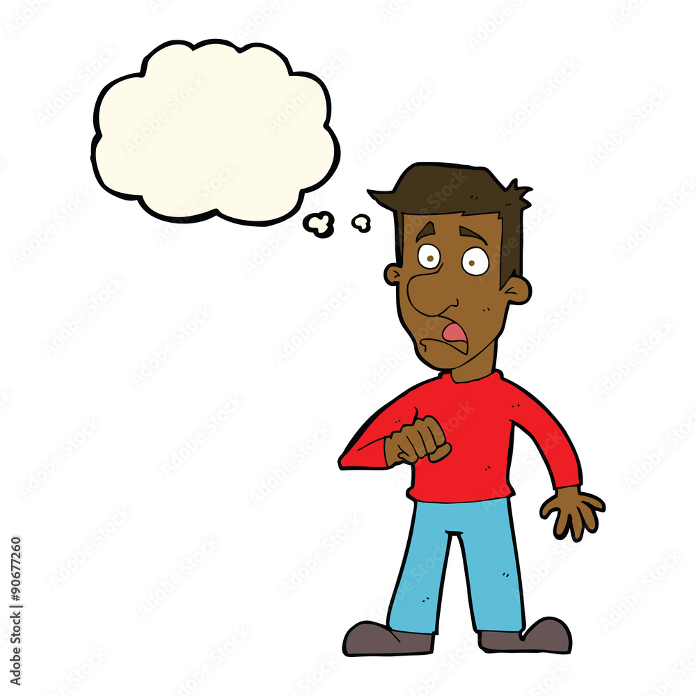 cartoon shocked man with thought bubble cartoon shocked man with thought bubble