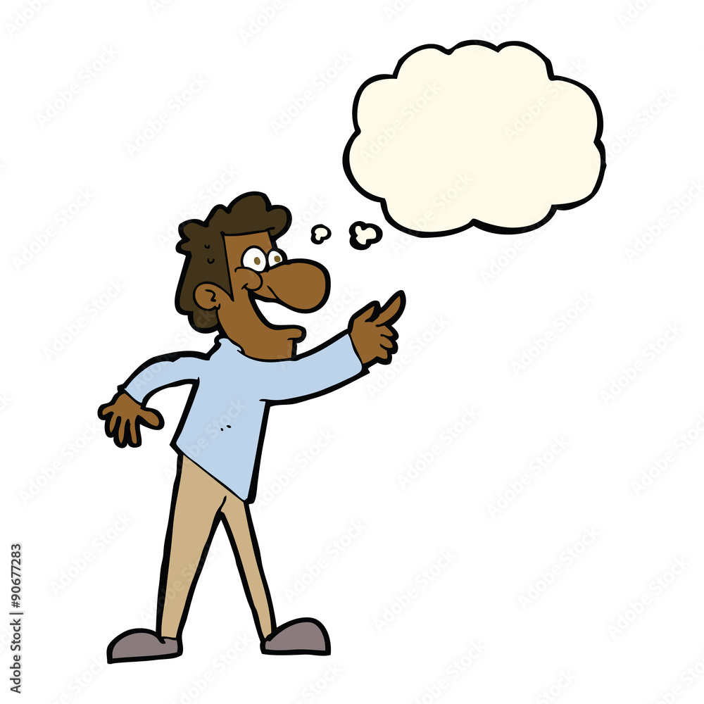 cartoon man pointing and laughing with thought bubble cartoon man pointing and laughing with thought bubble