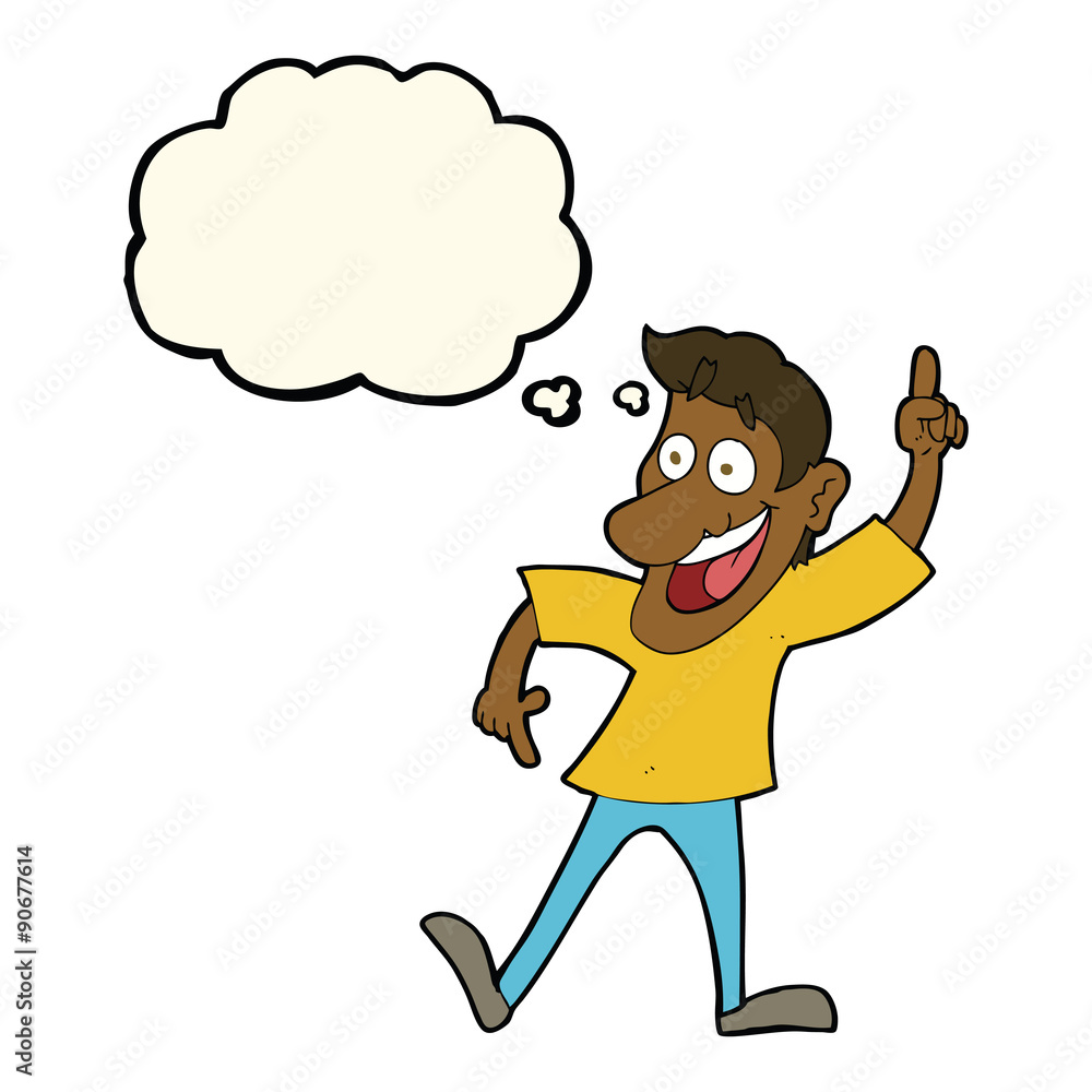 cartoon man with great idea with thought bubble cartoon man with great idea with thought bubble