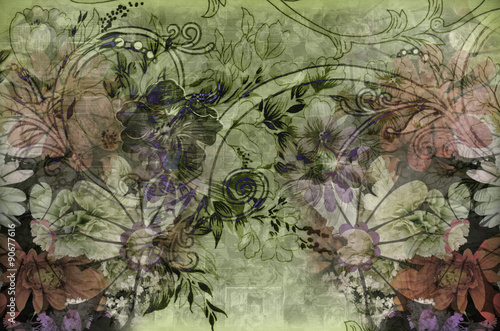 Fragment of colorful retro tapestry , Fragment of colorful retro