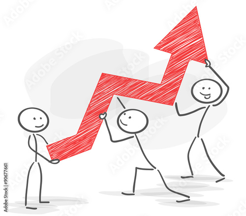 stickman team success graph positiv red