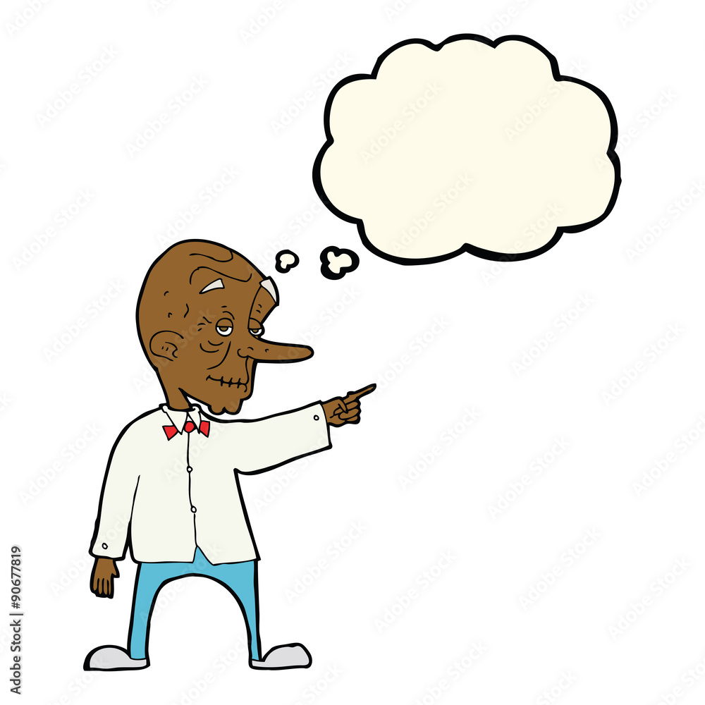cartoon old man pointing with thought bubble cartoon old man pointing with thought bubble