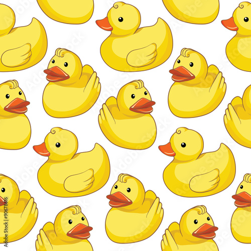 Vector seamless pattern with yellow ducks