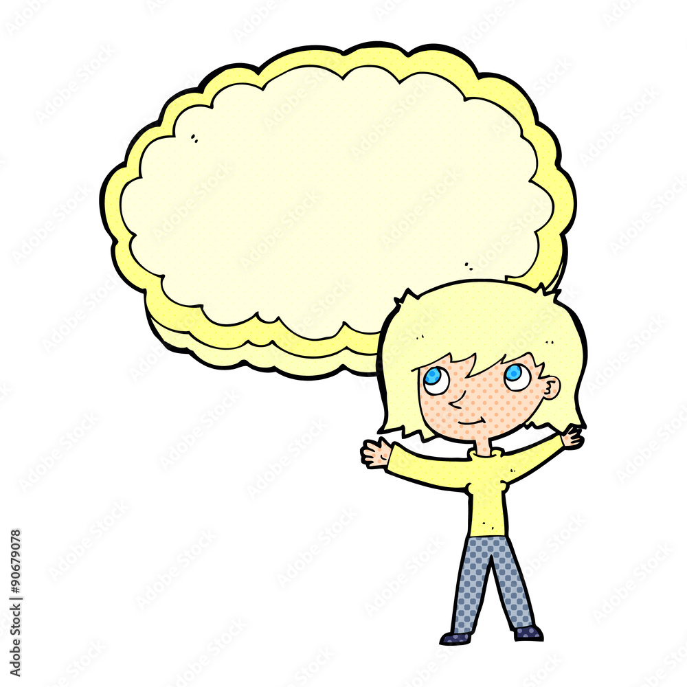 cartoon woman with text cloud space cartoon woman with text cloud space
