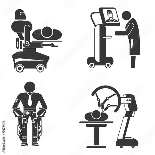 robotic surgery, medical robot icons