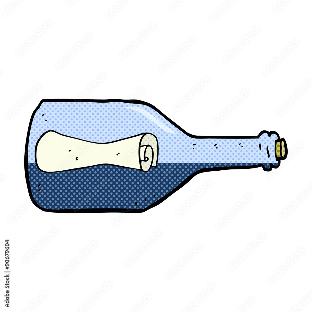 Obraz premium message in a bottle cartoon