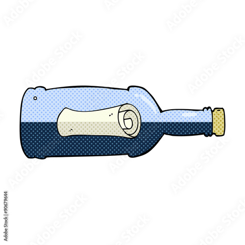 message in a bottle cartoon